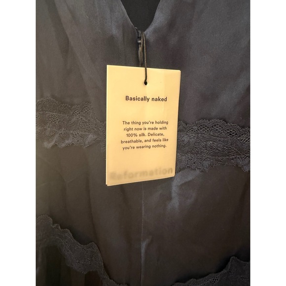 Reformation Stasia Navy Blue Silk Dress Brand New - Picture 7 of 7